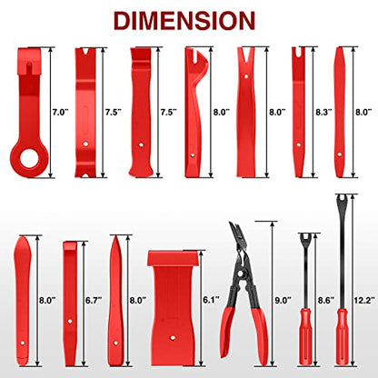 Nilight 40Pcs Auto Trim Removal Tool Set,Car Panel Audio Removal Tool, Clip Plier Upholstery Remover Removal Tool, Precision Hook and Pick Set,Car Film Scraper - color: Red, size: 40Pcs