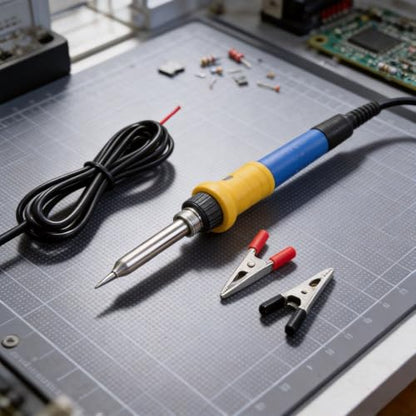 FABULETTA 60W DC 12V Electric Soldering Iron with Car Battery Clip, Portable Ceramic Heating Tool for Auto Wiring Repair, Fast Heat Up Silicone Handle, Lightweight Outdoor Soldering Kit