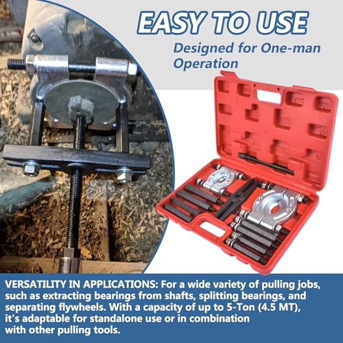 12pcs Bearing Separator Puller Set, 5-ton Capacity Heavy Duty Flywheel Separator Tool with 2" and 3" Jaws, Wheel Hub Axle Puller Set, Gear Puller, Storage Case Included