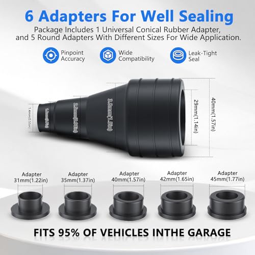 Coolant Vacuum Refill Kit with Gauge, Cooling System Vacuum Fill Tool with Leak Detector, 5 Round Adapters 1 Conical Adapter, Radiator Coolant Fill Kit with Dual-Movement Gauge for Vacuum Leak