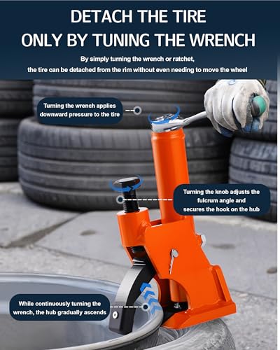 Manual Tire Bead Breaker, 38"-42" Tires Changer Tool with Rubber Pad, Protect Aluminum Alloy Hubs, Tire Repair Tool for Car Truck Tractor Mower ATV RV Orange