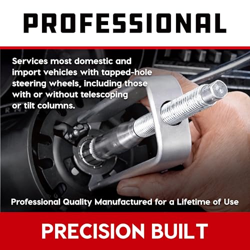 Powerbuilt Master Steering Wheel and Lock Plate Puller Kit, Foreign and Domestic Vehicles, 16 Piece Car Repair Tool Set - 648748 - style: 16 Piece