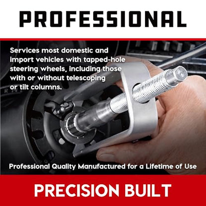 Powerbuilt Master Steering Wheel and Lock Plate Puller Kit, Foreign and Domestic Vehicles, 16 Piece Car Repair Tool Set - 648748 - style: 16 Piece