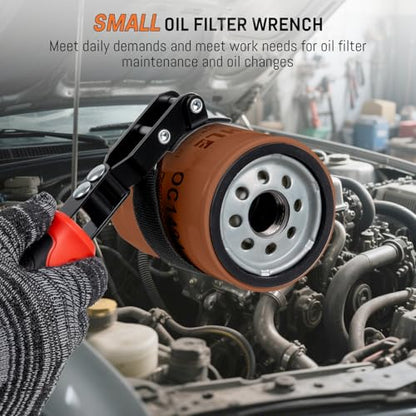 Small Oil Filter Wrench, Oil Filter Removal Tool Fits Filters 2-3/4" to 3-1/4", with Nylon Anti-Slip Strap & 180° Swivel Head, Steel Band Filter Wrench for Compact Car Motorcycle Oil Change - style: Small Oil Filter Wrench