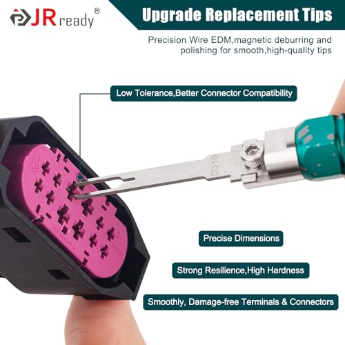 JRready ST5255 Pin Extractor Tool,Terminal Removal Tool Includes 8 Pcs Replacement Tips,Suitable for AMP/Delphi/Molex/Bosch Connector Etc.,Automotive/Computer Repair Terminal Release Tool Kit - size: ST5255 Pin Extractor Tool Kit