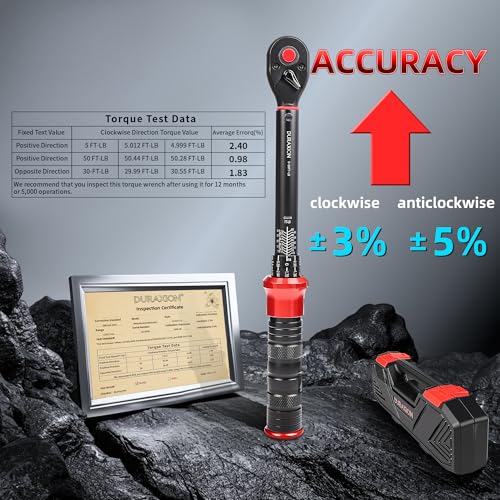 3/8-Inch Drive Torque Wrench 5-50ft.lb/6.8-67Nm, ±3% Precision Dual Direction Torque Wrenches with 72-Tooth Dual Range Scales - size: 3/8" DR.『5-50 FT.LB』