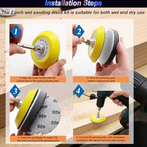 275PCS 2Inch Sanding Discs and Drum for Dremel Tool Accessories 80-5000 Grit Hook and Loop Sandpaper with 1/4" 1/8" Shank Sanding Pads Used for Resin/Rock/Making Jewelry Polishing - size: 2Inch-KIT