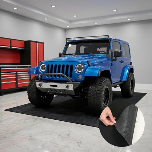 FLEXIMOUNTS 20x8 Ft Extra Large Garage Floor Mat - Waterproof Oil Absorbent Surface, Stay-in-Place Garage Flooring Roll for Under Car (Includes Double Sided Tape) - size: 20' x 8'