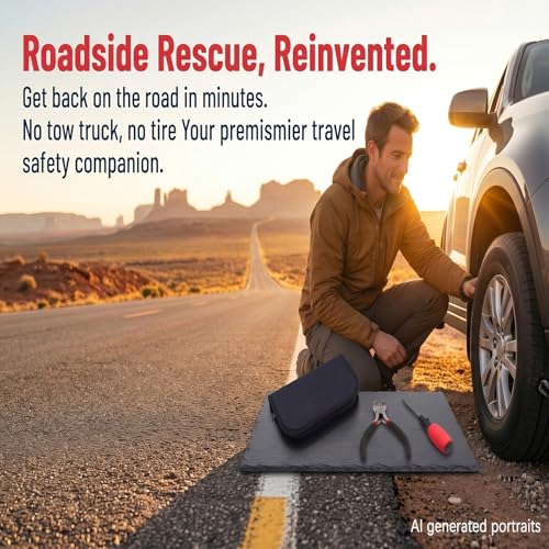 62-Piece Tire Repair Kit, Tire Plug Screws, Tubeless Tire Puncture Repair | Tire Plug Spiral Rubber Screws, Tubeless Puncture Repair, Emergency Tool w/ Screwdriver for Car, Truck, Motorcycle, ATV, SUV