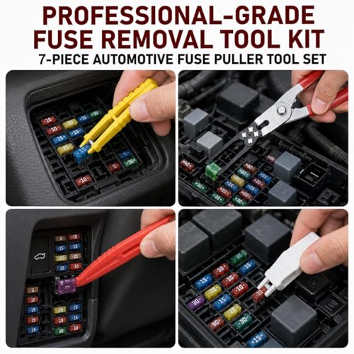 7PCS Relay and Fuse Puller Tool Set, Heavy Duty Automotive Pliers | For removing car fuses and relays, Non-slip electrical removal kit for tight spaces