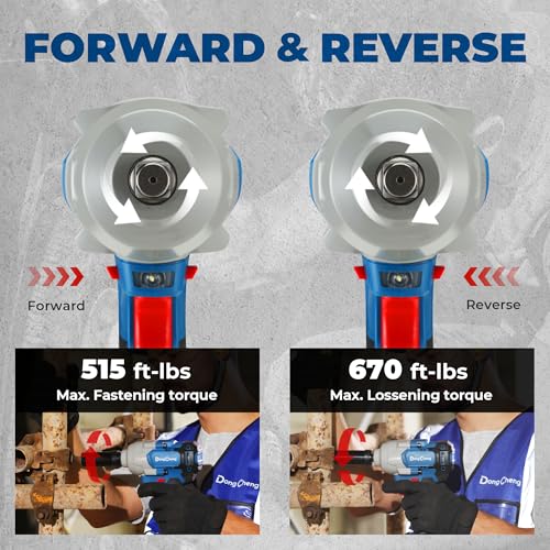 Dong Cheng 20V Brushless Impact Wrench, 670 ft-lbs (910N.m) Max Torque, 1/2 inch 4-Speed 2200RPM Cordless Impact Gun with Tool Bag, 4.0Ah Battery & Charger for Bolts on Cars, Trucks.etc - style: 1x4.0Ah Battery