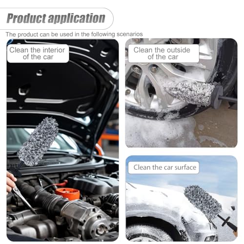 ZIMISI Car Wheel Cleaner Brush, Soft Microfiber Wheel Rim Cleaner, Non Scratch Car Detailing Brush, Highly Water Absorption & Removable Tire Brush, Vehicle Rim Wash Tool (Grey) - color: Gray