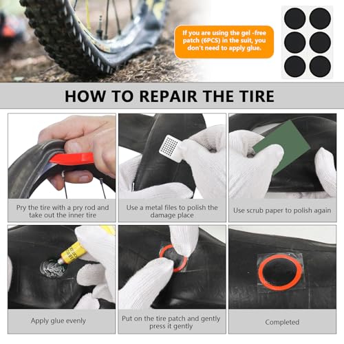 80pcs Bike Tire Repair Kit, Self-Adhesive Bike Tire Patch Kit | Bike Tool Kit With Portable Storage Box and Valve Converter, Bike Repair Kit for Mountain Bikes, Commuter Bikes, Motorcycles