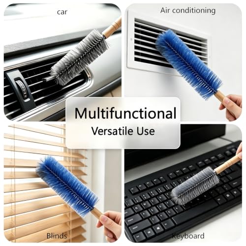 Fan Cleaning Brush Bendable Microfiber Head Wear | Resistant Comfortable Handle Washable Reusable Crevice Cleaning For Electric Fans Car Vents, Home Essential Rv accessories - color: Blue