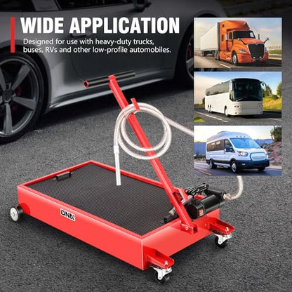 DNA Motoring 20 Gallon Electric Oil Drain Pan with Pump, Evacuation Hose, T-Handle, Low Profile for Trucks Buses RVs, TOOLS-00385 - style: 20 Gallon-Electric Pump