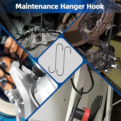 Brake Caliper Compression Tool, Caliper Piston Compressor Tool with Additional 2 pcs Large Steel Plate and 2 Hooks, 360°Adjustable Brake Caliper Tool for Single Twin Quad Piston Calipers (Blue) - color: Blue