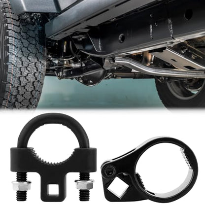 QWORK Inner Tie Rod Removal Tool with 3/8'' & 1/2'' Drive Sizes, 27-44mm Tie Rod End Wrench Tool for Tight Spaces