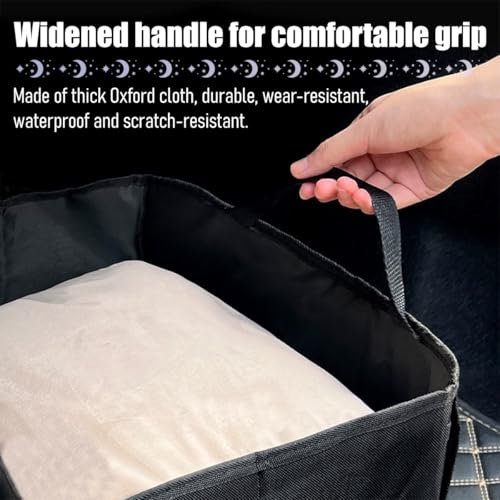 Car Trunk Organizer, Foldable Multi-Compartment Vehicle Console Trunk Storage Box, Collapsible Automotive Interior Grocery Cargo Organizer, Universal Fit (Black)