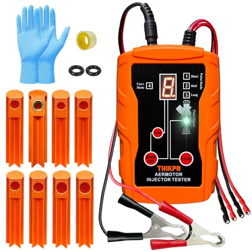Fuel Injector Tester and Cleaner Tool Kit, DIY Cleaning Tool Kit, 8 Pulse Modes for Injector Tester, 2 Fuel Injectors Simultaneously Test, 4 Size Cleaning Adapters, 12V/5V Output Power