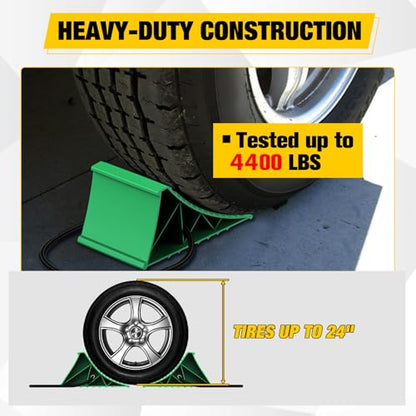 Nilight Wheel Chocks, Heavy Duty Wheel Stopper for Car, Truck, RV, Trailer, Caravan, Motorcycle, 8.7" x 4.8" x 4.2", 2-Pack(Green) - color: Green