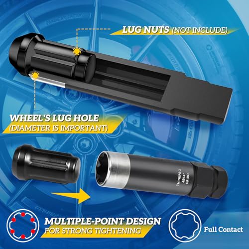 6 Spline Lug Nut Socket Set, 2 Piece | 41/64" & 45/64", M12x1.25/M12x1.5 Spline Lug Nuts, Jeep, GMC Compatible, Hard Case Included, Double Layer Reinforcement