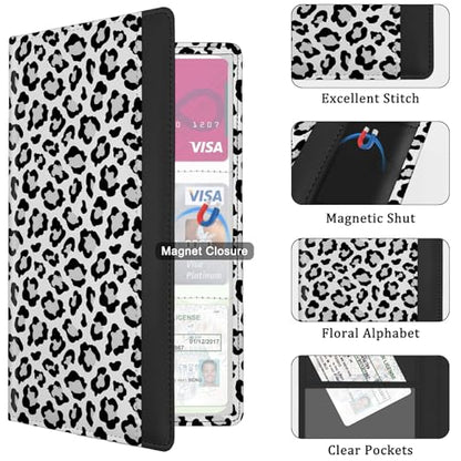 Car Registration and Insurance Holder, with Magnetic Closure for License, Cards and Documents, All Vehicle Needs and Car Accessories (Leopard-White) - color: Leopard-White