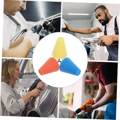 3pcs Auto Wheel Polishing Cone Buffing Pads Set, Yellow Sponge Polishing Kit for Car Wheels and Drill Attachment