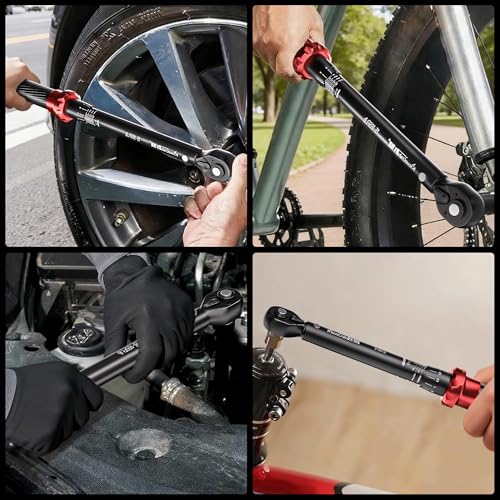 9pcs Click Torque Wrench Set, CNC Machining Handle, 1/4" 3/8" 1/2" Drive Dual-Direction Adjustable, 4-20Ft.lb / 5-45Ft.lb / 15-165Ft.lb, Dual-Scales ±3% Accuracy for Bicycle Motorcycle Car - size: 9pcs Torque wrench set