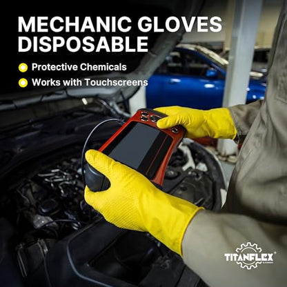 TitanFlex Heavy Duty Industrial Nitrile Gloves with Raised Diamond Texture, 6-mil, Latex Free (Dark Green/Yellow) - color: 05 Yellow (100ct), size: Large