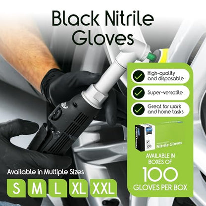 Inspire Black Nitrile Disposable Gloves | 4.5 Nitrile Disposable Safety Medical Cooking Cleaning Gloves - size: X-Large, style: Black - Box of 100