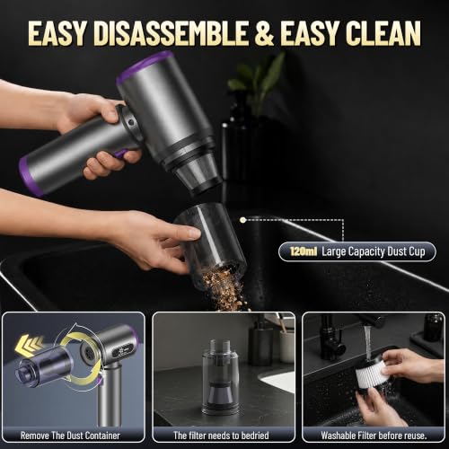 Car Vacuum Cleaner,Handheld Vacuum,20000PA High Power - color: Gray and Purple