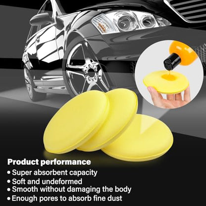 PSLER 24PCS Car Wax Applicator Pad - 4 Inch Foam Applicator Pads | High Density Foam Pads for Detailing, Tire Shine, Waxing, Polishing, Ultra Soft Reusable Sponges, Scratch Repair & Wheel Dres - size: 10CM-24PCS