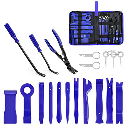 GOOACC - GRC-49 19Pcs Trim Removal Tool Set & Clip Plier Upholstery Remover Nylon Car Panel Removal Set with Portable Storage Bag - color: Blue