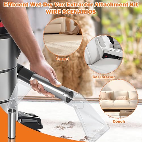 Shop Vac Extractor Attachment Kit with 2-1/2", 1-7/8" & 1-1/4" Adapters, Universal Wet Dry Vacuum Attachment for Carpet Cleaning, Upholstery, Auto Detailing & Spot Cleaning (Small) - size: Small