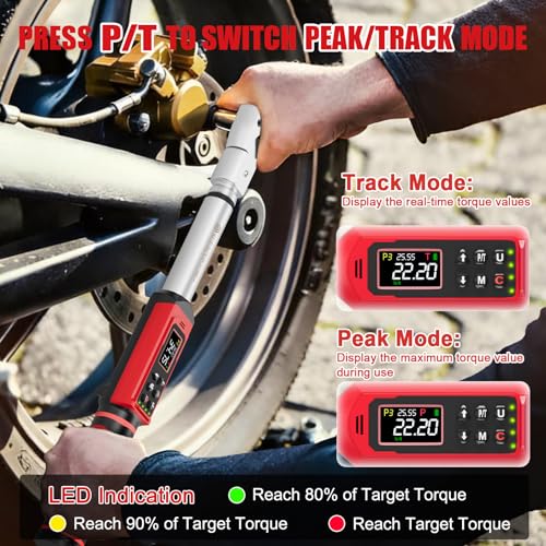 SUERCUP 1/2" Adjustable Digital Torque Wrench (1.5-99.6Ft.Lb/2-135N.m) | Interchangeable 14x18mm Head with 42mm Jaw & 1/2" Ratchet, Vibration, Buzzer & LED Flash, for HVAC, Flare Nut & Auto Repair - size: 1.5-99.6Ft.Lb/2-135N.m(14x18 mm)