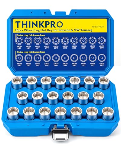 Wheel Lock Removal Kit for Porsche & VW Touareg | 20PCS Anti-Theft Lug Nut Key Socket Set,Master Key for Lost Wheel Lock Keys