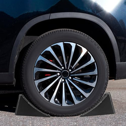 4 Pack Heavy Duty Wheel Chocks, Solid Rubber RV Wheel Chock for Trailers, Black Tire Chocks for Cars, Truck,Travel Trailers, Camper and ATV, 6.5" x 3.6" x 3.7" - color: 4 Pack-Black