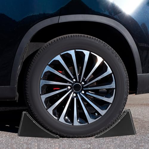 2 Pack Heavy Duty Wheel Chocks, Solid Rubber RV Wheel Chock for Trailers, Black Tire Chocks for Cars, Truck,Travel Trailers, Camper and ATV, 6.5" x 3.6" x 3.7" - color: 2 Pack