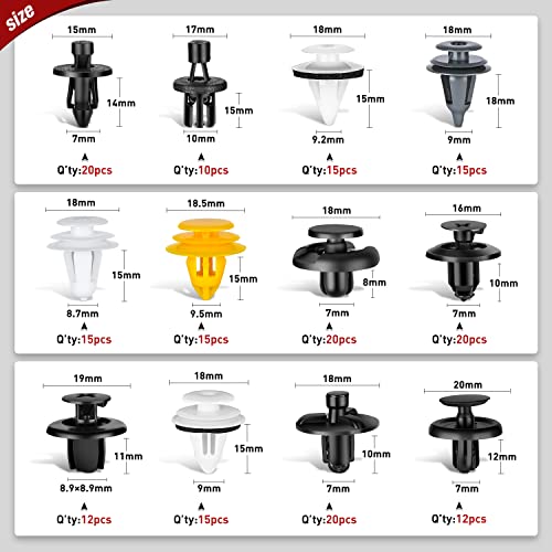 Nilight 189PCS Bumper Retainer Clips with Fastener Remover Car Plastic Rivets Fasteners Push Retainer Kit -Door Trim Panel Clips for Toyota Lexus,2 Years Warranty - color: 189Pcs Clips +Remover