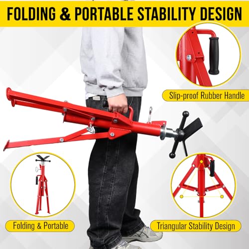 Garvee 2PCS V Head Pipe Jack Stand, Folding Portable Pipe Stands for 1/8 to 12 Inch Pipes Supporting, 2500LB Load, 28''-52'h Adjustable - color: red