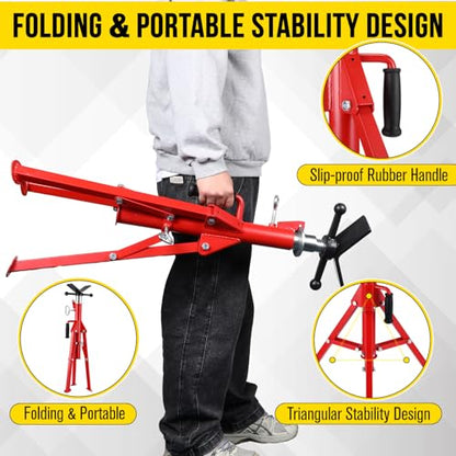 Garvee 2PCS V Head Pipe Jack Stand, Folding Portable Pipe Stands for 1/8 to 12 Inch Pipes Supporting, 2500LB Load, 28''-52'h Adjustable - color: red