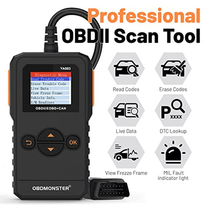 Universal OBD II Scanner, Professional OBD2 Engine Fault Code Reader CAN Diagnostic Scan Tool for All OBD II Protocol Cars (YA003) - color: YA003