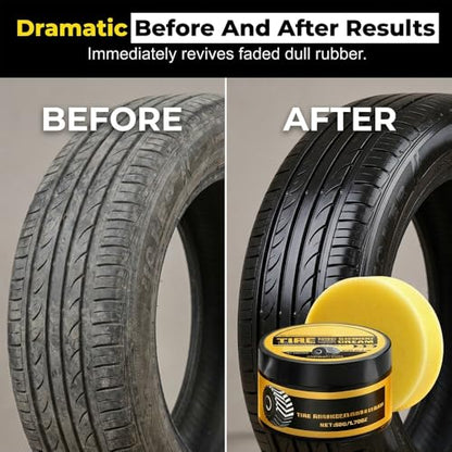 Car Tire Shine With Sponge, 2026 Upgraded Tire Coating For Long-Lasting Wet Look, Waterproof Uv Protection Black Restorer For Cars Trucks, Quick Application Tire Dressing Kit (1)
