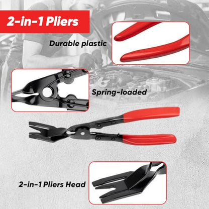 5PCS Automotive Electrical Disconnect Pliers Kit, Auto Repair Tool Set with 60° Angled Connector Separator, Hose Clamp Pliers, Trim Clip Removal Tool, Plug Release and Wire Terminal Remover - color: B
