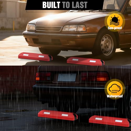 Nilight Rubber Parking Curbs 2 Pack - Heavy Duty 22 Inch Garage Wheel Stops Parking aid Block for Driveway & Parking Lot, Red - size: 22" Red