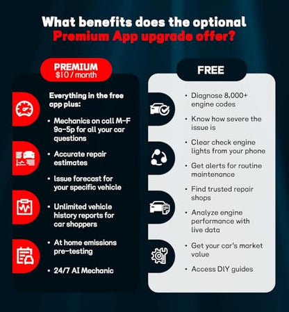 QYQBOON Bluetooth OBD2 Scanner for Cars - Wireless OBD2 Scan Tools & Code Reader for iPhone/Android Wireless Auto Diagnostic Tool to Read and Clear Error Codes Live Data Reset Exclusive APP