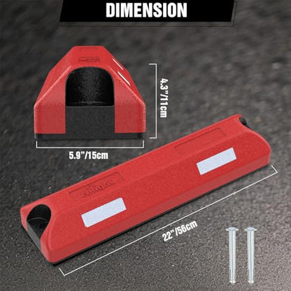 Nilight Rubber Parking Curbs 2 Pack - Heavy Duty 22 Inch Garage Wheel Stops Parking aid Block for Driveway & Parking Lot, Red - size: 22" Red