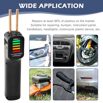 Cordless Plastic Welder, Portable Plastic Welding Kit USB-C Charging, 200pcs Hot Plastics Stapler, Plastics Soldering Kit with LED Light(balck)