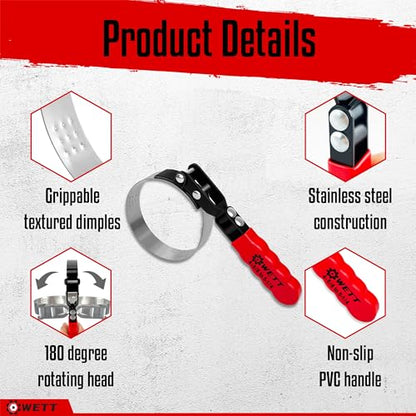 WETT Swivel Oil Filter Wrench Set, 9-Piece Standard Oil Filter Removal Tool, with Adjustable Oil Filter Plier and Valve Lapper, Stainless Steel Remover Pliers (2-3/4" to 5-1/4") - size: 9-Piece Oil Filter Wrench Set