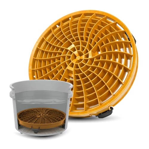 DETAIL GUARDZ Dirt Lock Car Wash Insert – Bucket Filter for 3–8 Gallon Round Pails – Traps Debris, Prevents Swirl Marks – Self-Locking Rubber Grips, Venturi Flow, Cleaning Tool (Yellow) - color: Gold